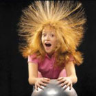 Picture of girl using static electricity ball.